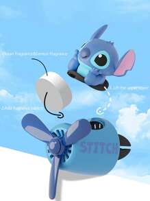 1pc Adorable Stitch Car Air Freshener, Creative & Fun Car Vent Clip Decor With Ocean Lemon Scented Wafer, Relaxing For Car Interior Fragrance
