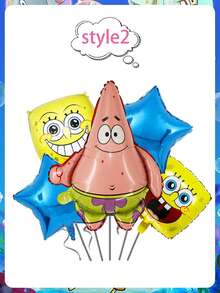SpongeBob SquarePants 海绵宝宝和铝箔气球和彩色卡通乳胶气球海绵宝宝和派大星形状人物铝箔气球 - 彩色 - 查看 6