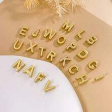 100pcs Acrylic Letter Pendants, Suitable For DIY Necklaces, Jewelry Making, Eyeglass Lanyards And Other Craft Accessories (Random Letters) - Gold - View 1