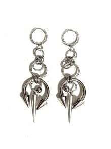 2pcs Gothic Style Silver Stainless Steel Horseshoe Rivet Earrings, For Men & Women For Party & Daily Wear