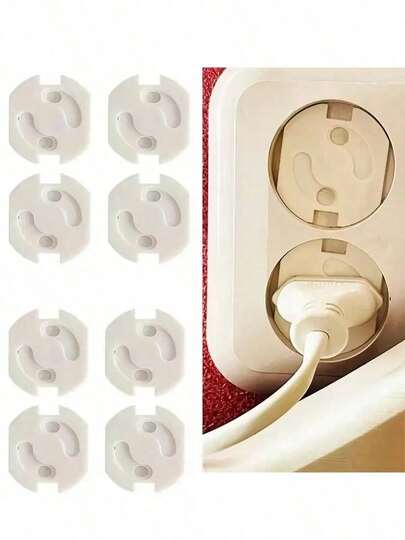5/8/10/12/15/18/20/25/30pcs Baby Plug Covers, White Child Electrical Outlet Plugs, European Standard Outlet Protectors, No Holes, Prevent Electric Shock, Household, ABS Material, Suitable For Seldom Used Outlets, Easy Install & Remove, Standard Outlet Device
