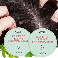 2 piezas de Barra de champú aclarante con árbol de té y menta GZE | Champú natural anticaspa para cabelludo con picazón | Sin sulfatos y vegano | Para todo tipo de cabello - verde menta - Ver 3