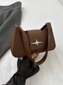 Y2K 风格黑色星形金属配件单肩包 - 晚装和休闲钱包，女士小手提包