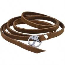 Rantanto Genuine Leather Wrap Bracelets Western Stackable Cuff Adjustable Boho Layered Bracelet Jewelry Men Women - màu nâu - Xem 3