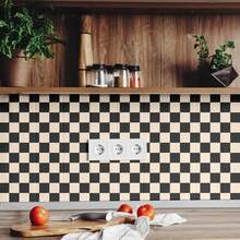 Retro Checkered Peel And Stick Wallpaper 70s Funky Checkered Contact Paper Geometric Waterproof Wallpaper Neutral Checkerboard Decor Bathroom Cabinet(Black Brown,9.8' X 15.75'') - Pink - View 9
