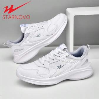 STARNOVO Women's Breathable Casual Flat Sneakers With Front Lace-Up Design, Soft Sole, Suitable For Outdoor Activities And Leisure Wear