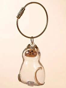 1pc Cute Cartoon Cat Keychain - Clear Oval Keychain Bag Ornament, Suitable For Cat Lovers And Pet Owners Battery-Free Gifts School Car Accessories Goth Y2k - Multicolor - View 14