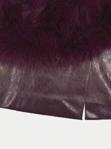 Elegant Women's Long PU Leather Coat With PU Leather Belt, Luxurious Faux Fur Collar And Cuffs, Suitable For Holiday, Birthday Party, Formal Evening, Everyday, Travel, Autumn/Winter