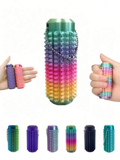 1pc Spiky Stim Keychain For Anxiety Relief Positive, Pain Fidget,Pain Stim Fidget Toy For Adults,3D Printed Venting Key Pendant, 3D Printed Gradient Color Massage Roller, For Pressure Relief, Tactile Sensory Tool With Textured Spikes And Ventilation Holes, Modular Design For Muscle Relaxation And Stress Relief, Perfect Gift For Stress Relief And Sensory Relaxation, Novelty Gifts For Friends