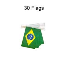 32.8 Pies Bandera de Brasil Banderín con 30 Banderas, 20 Piezas Bandera Pequeña de Brasil de Mano para Eventos Deportivos, Festivales Patrióticos, Día de la Independencia, Fiesta de Fútbol, Decoración Interior y Exterior de Bares