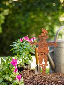 1pc Rusty Metal Scarecrow Fall Decor, Scarecrow Garden Sculpture, Harvest Wall Art, Scarecrow Garden Statues, Fall Outdoor Decor, Garden Ornaments For Thanksgiving, Halloween, Christmas
