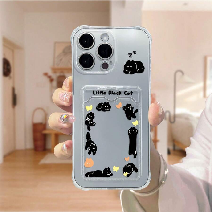 Funda con clip para tarjeta y fotos, compatible con phone 4, 15, 16 Pro, 13, 12, 11. - Blanco - Ver 1