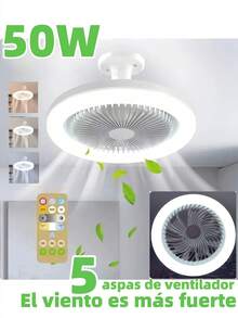 Ceiling Fan With Light And Remote Control, E27 Base, 3 Speed Wind Adjustment, 3000-6500k Dimmable LED Light For Bedroom, Kitchen - 三色 - 查看 1