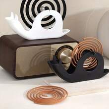 1/2/4/6pcs Snail Shaped Mosquito Coil Holder - Flame Resistant & Scald-Proof Insect Repellent Stand With Dust Collector, Durable Plastic Home Decor, Suitable For Bedroom, Bathroom, Office, Sanchi Gray And Black - Multicolor - View 1