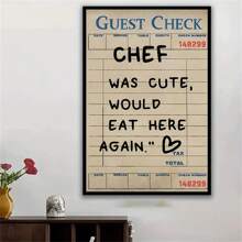 1pc Unframed Guest Check Fa Wall Art, Chef Is Lovely Would Eat Here Again, This Must Be The Place, Guest Check, Red Chef Art Prints, Posters Guest Check, Canvas Wall Decor For Living Room, Bedroom Posters,Wall Art,Room Decoration Stuff,Modern,Quotes(Optional Frame)