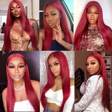 13X6 Free Part Platinum Blonde Lace Front Wigs 28 Inch Pre Plucked Long Straight Hair Wigs Glueless Soft Ash Blonde Colored Wigs Heat Resistant Fiber Hair Synthetic Lace Front Wigs For Women For Daily Christmas Party Cosplay Use - Đỏ sẫm - Xem 10