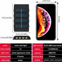 Luces solares de hasta 8 LED con sensor de luz solar, exterior impermeable, lámpara de pared moderna de estilo nórdico para iluminar el exterior de la casa, jardín, porche (Luz blanca, 1 pieza)