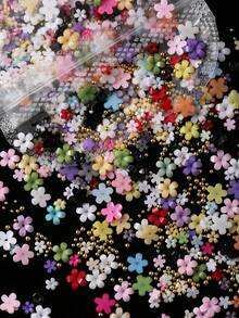 458件/包 3D櫻花與向日葵美甲飾品－樹脂水鑽，混合尺寸與顏色－極簡可愛迷你五瓣花系列（粉色/白色/黑色）－搭配鋼珠、珍珠、魚子醬珠與雪花水鑽 - 彩色 - 查看 15