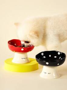 PETSIN Cat Bowl Ceramic Cat Food Bowl Dog Bowl Food Bowl Cat Bowl Rice Bowl High Footed Dog Drinking Bowl Diagonal Mouth Large Bowl Pet Specific