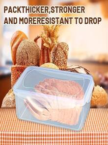 1pc 2.7L/95oz Airtight Food Storage Container With Leakproof Blue Flip-Top Lid - Transparent Stackable Plastic Kitchen Organizer For Bread, Bakery Items, Fridge & Freezer - Durable, Space-Saving Design, Food Storage Organizer, Bakery Item Keeper