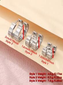1pair/2pieces Smooth Stainless Steel Minimalist Earrings Women Charm Earings Jewelry