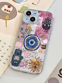 1 件时尚个性化恶魔之眼拼贴图形 TPU 透明防指纹软手机壳兼容 16 ProMax/16/16 Pro/16 Plus/11/15/15 Pro/15 ProMax/12/13/14 ProMax/XS/XR/11 Pro/11 ProMax/12 Pro/12 ProMax/13 Pro/13 ProMax/7 Plus/14 Pro/14 ProMax/14 Plus/7 Plus/8 Plus/8/SE2/12 Mini/13 Mini，防黄防水防震防摔防刮