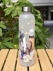 1pc 33OZ Plastic Water Bottle With Metal Cap, Fashion Design, Multiple Patterns Available Including 3D Patterns, Portable And Durable, Suitable For School, Camping, Sports, Fitness, Parties, Travel, Holiday Gifts And More