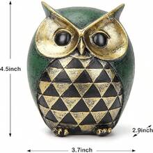 Leekung Owl Statue Home Decor Accents,Owl Decor Modern Bathroom Bookshelf Bedroom Mantle Living Room Home Office TV Stand Shelf Boho Decorations,Retro Decor Small Bird Items Women - Green - View 2