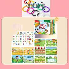 我的第一本忙碌书籍蒙特梭利粘贴安静书儿童活动忙碌字母匹配拼图玩具儿童礼物 - 彩色 - 查看 14