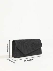 Silver Glitter Clutch Bag, Shiny Pleated Shoulder Chain Evening Bag For Women, Party & Date Small Purse