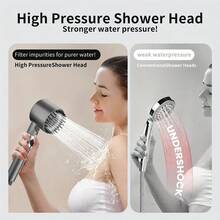 不含软管。增压手持花洒，3种模式可调出水量，圆形按摩花洒，淋浴喷头，淋浴喷嘴，淋浴喷头，浴室五金，浴室配件