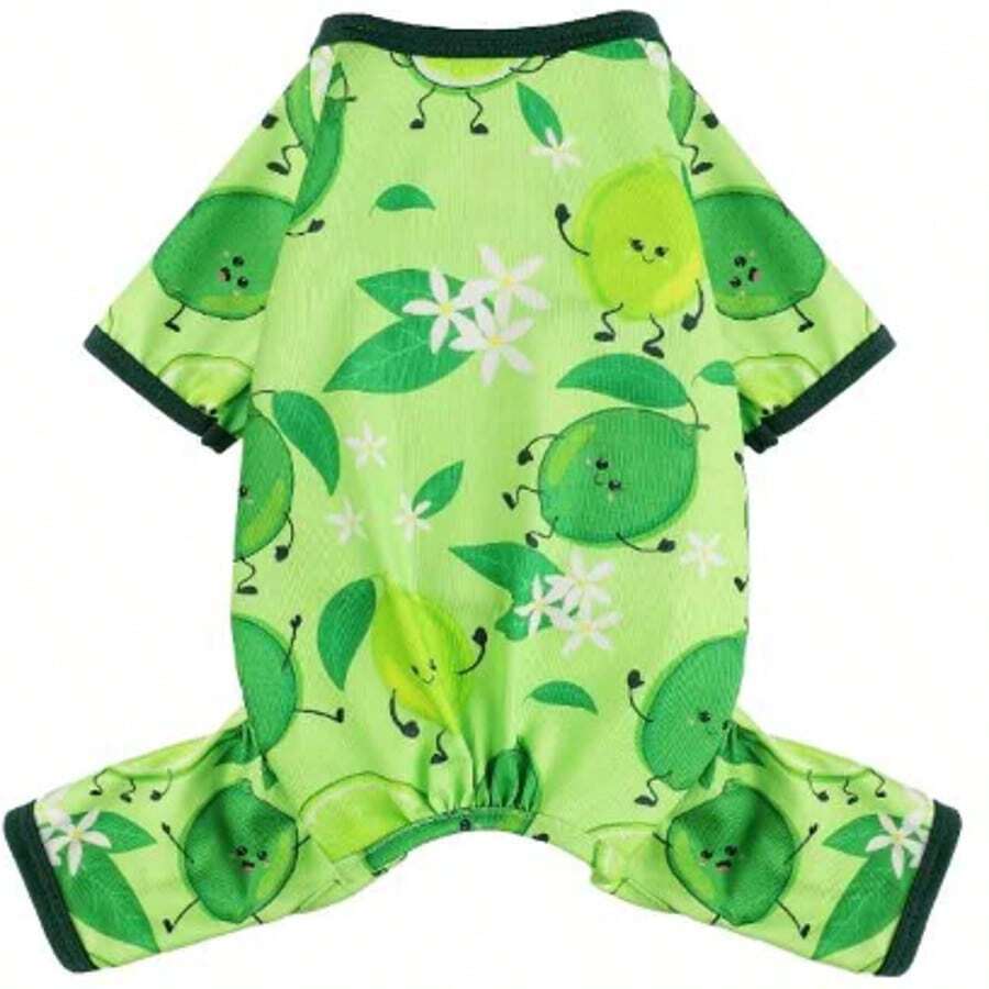 قطعة واحدة من ملابس الحيوات الأليفة ذات موضوع الليمون للكلاب الصغيرة، مرنة وناعمة جدا، قابلة للغسل بالغسالة الآلية، ملابس منزلية ولباس نوم