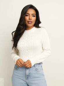 Amelia Women's Modal Knit Blouse Long Sleeve Basic Winter Knitwear - 白色 - 查看 2