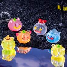 Mini decoración de Halloween, accesorios 3D de dibujos animados DIY, calabaza luminosa de dibujos animados, decoración de Halloween, ornamento de escritorio/auto, pasador de pelo DIY, decoración de casa de muñecas, regalo para fiestas, cumpleaños, Navidad, San Valentín, Año Nuevo