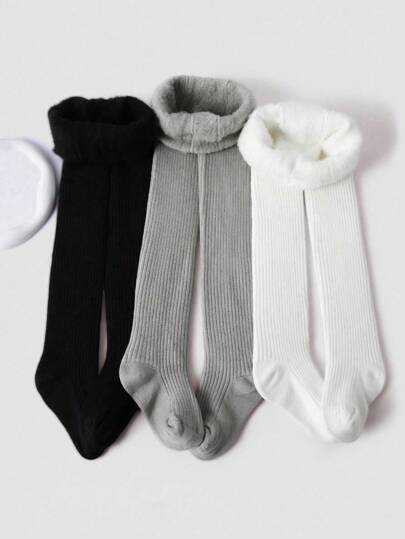 3 par termofodrade tights för flickor, stretchiga mjuka och varma leggings, lämpliga för höst/vinter, skolstart, resor, helgdagar - slumpmässiga färger