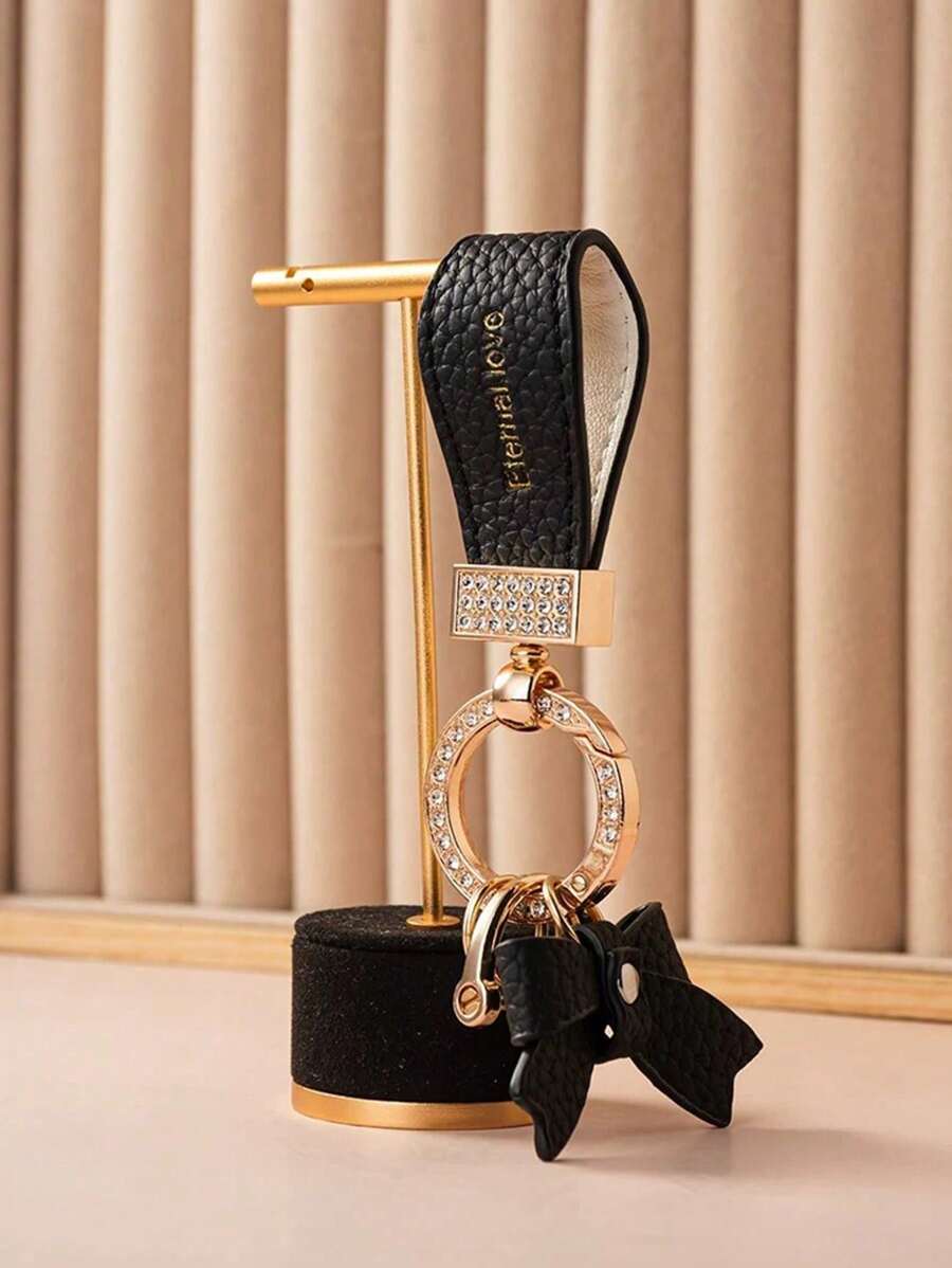 1pc Elegant Bow Decor Wrist Strap, Cute Keychain Bag Accessory For Women