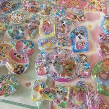 Y2K Retro Bear Bunny Sequin 3D Shake Sticker Phone Case Decoration Stickers