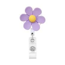 1pc/3pcs/10pcs Colorful Flower Retractable Badge Reel, Nurse Doctor Student Office Gift Stretchy ID Card Holder,School Supplies,Back To School - Multicolor - View 6