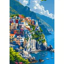 1 pieza Kit de pintura de diamante 5D con temática de ciudad y paisaje marino, diamantes redondos completos, manualidades hechas a mano, decoración de pared del hogar, regalo