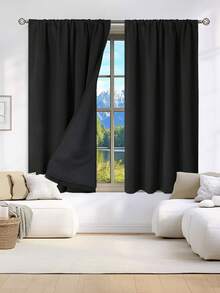 1 件全遮光隔热窗帘 - 99% 抗紫外线涤纶，杆袋悬挂，不可漂白平纹编织，卧室艺术主题，涂层遮光隔热，节能，隔音 - 非常适合卧室、农舍和学校深度睡眠