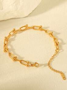 Set de 3 piezas con cadena en forma de U inspirada en la moda de joyería lujosa geométrica, que incluye collar, pulsera y aretes, adecuado para adolescentes/adultos jóvenes, uso diario, vacaciones, viajes, fiestas, como regalo