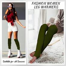 Long Leg Warmers Women 24 Inch Over Knee Knit Ribbed Leg Warmer Stirrup Yoga 80s Party Dance Ballet Supply - xanh quân đội - Xem 6