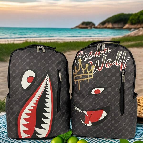 Shark Mouth Style, Large Capacity Multifunctional Backpack For Men & Women, Laptop Bag For Students, Short Commute & School, Christmas, Thanksgiving, Valentine's Day Gift Toiletry Bag Travel Wash Bag Toiletry Travel Bag Makeup Storage Beach Beach Bag Vacation Holiday Essentials School Supplies Travel Essentials Ladies For College Dorm Bathroom School Bag, School Backpack, Backpack For School, Back To School Backpack, School Bookbag, Big Backpack, Backpack School, Back To School Bags, Waterproof, Laptop Compartment, Airline Approved, Lightweight, Boys And Men, Perfect For Back To School, First Day Of School, Middle School, High School