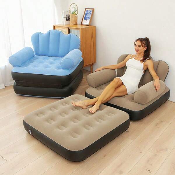1pc Multi-Functional 5-In-1 Inflatable Camping Sofa, Outdoor Versatile Slouchy Sofa Air Bed, Foldable Comfortable Lounger Suitable For Camping And Outdoor Leisure