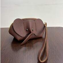 1pc Korean Luxury Soft PU Leather Elephant Wallet, Women Card Holder Keychain Pouch, Lipstick Organizer Pendant, Cute Elephant Zipper Coin Purse, Fresh Small Compact Coin Wallet, Storage Essential