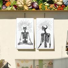 1 set/2 buc prosoape de vase cu model de craniu de Halloween, bureți abrazivi, potrivite pentru restaurante, bucătării, băi, decorațiuni de sărbători, decorațiuni pentru întâlniri de familie, decorațiuni pentru casă, articole de uz casnic, cadouri pentru vârstnici și prieteni