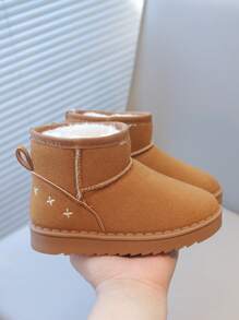Nuevas botas para niños, botas de nieve con suela blanda antideslizante y forro polar grueso para niñas y niños, adecuadas para otoño/invierno, uso diario casual, versátiles, ligeras, cálidas y cómodas