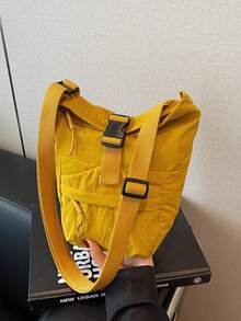 Foldable Lightweight Nylon Crossbody Shoulder Bag, Casual & Versatile For Women, Mobile Phone Pouch, Adjustable Strap, Zipper Closure, School/College Style, Mini Woven Strap Fabric Bag - Multicolor - View 16