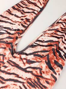 夏季街头豹纹紧身连体裤深 V 领露背连体衣俱乐部女款 - 棕色 - 查看 5