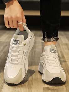 4-Season Men's Outdoor Casual Sports Shoes With Contrast Color, Rubber Sole, Anti-Slip And Durable - white ash - View 2